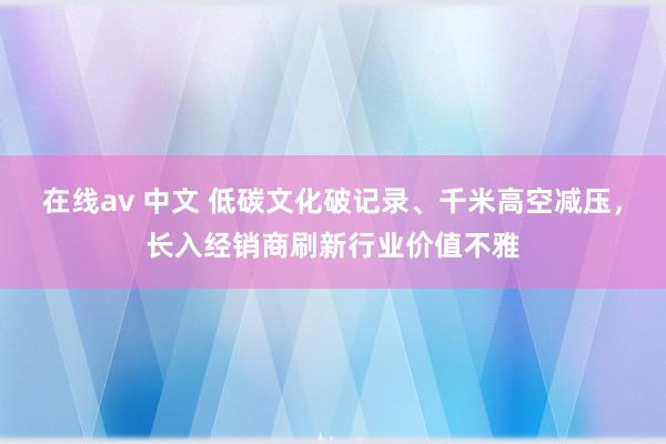 在线av 中文 低碳文化破记录、千米高空减压，长入经销商刷新行业价值不雅