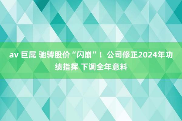 av 巨屌 驰骋股价“闪崩”！公司修正2024年功绩指挥 下调全年意料