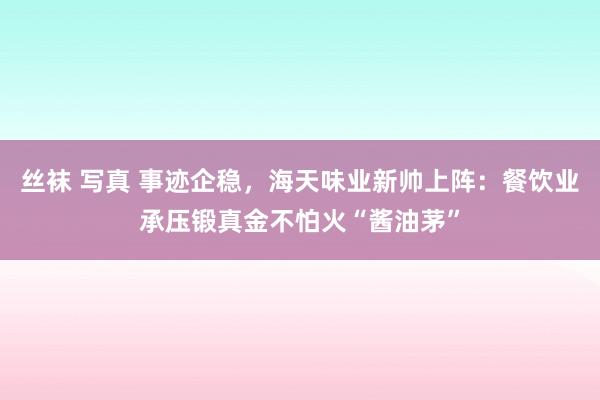 丝袜 写真 事迹企稳，海天味业新帅上阵：餐饮业承压锻真金不怕火“酱油茅”