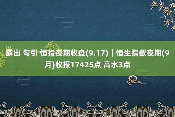 露出 勾引 恒指夜期收盘(9.17)︱恒生指数夜期(9月)收报17425点 高水3点