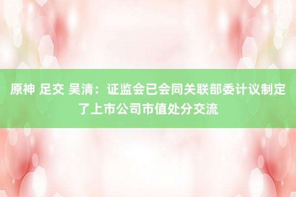 原神 足交 吴清：证监会已会同关联部委计议制定了上市公司市值处分交流