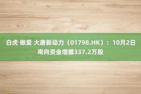 白虎 做爱 大唐新动力（01798.HK）：10月2日南向资金增握337.2万股