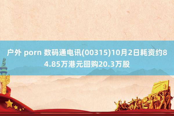 户外 porn 数码通电讯(00315)10月2日耗资约84.85万港元回购20.3万股