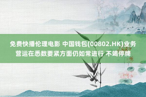 免费快播伦理电影 中国钱包(00802.HK)业务营运在悉数要紧方面仍如常进行 不竭停牌