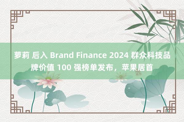 萝莉 后入 Brand Finance 2024 群众科技品牌价值 100 强榜单发布，苹果居首