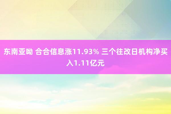 东南亚呦 合合信息涨11.93% 三个往改日机构净买入1.11亿元