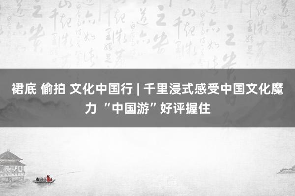 裙底 偷拍 文化中国行 | 千里浸式感受中国文化魔力 “中国游”好评握住