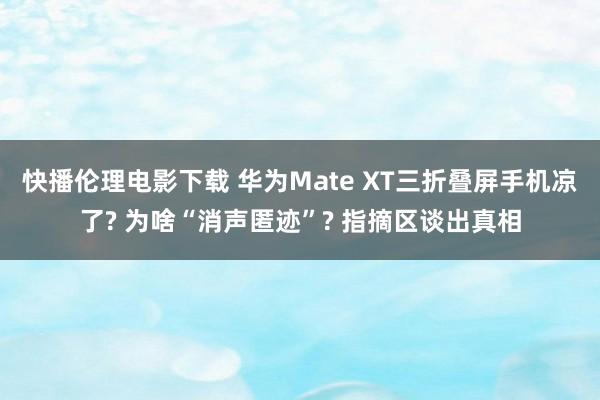 快播伦理电影下载 华为Mate XT三折叠屏手机凉了? 为啥“消声匿迹”? 指摘区谈出真相