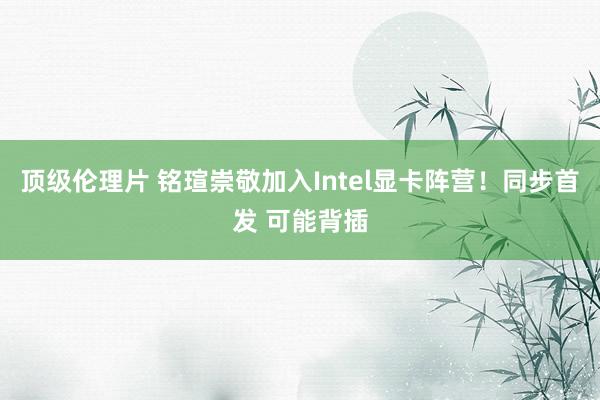 顶级伦理片 铭瑄崇敬加入Intel显卡阵营！同步首发 可能背插