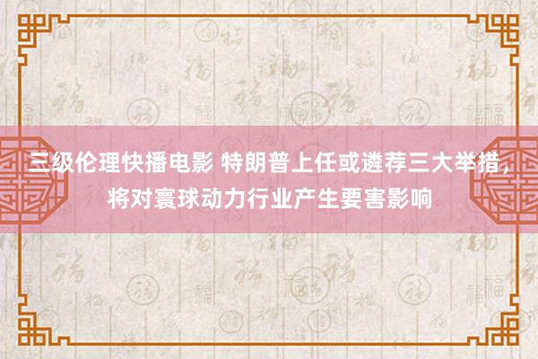 三级伦理快播电影 特朗普上任或遴荐三大举措，将对寰球动力行业产生要害影响