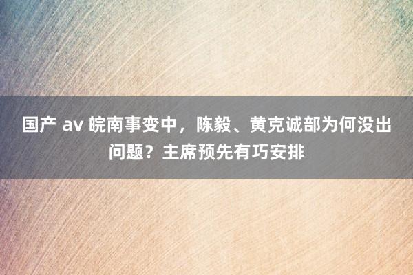 国产 av 皖南事变中，陈毅、黄克诚部为何没出问题？主席预先有巧安排