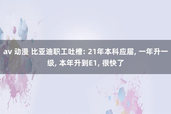 av 动漫 比亚迪职工吐槽: 21年本科应届, 一年升一级, 本年升到E1, 很快了