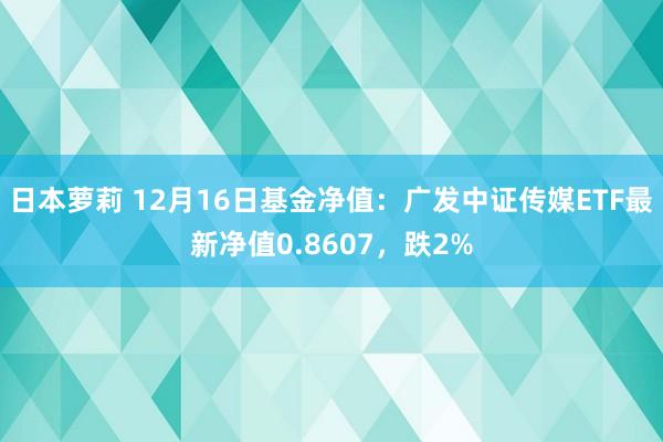 日本萝莉 12月16日基金净值：广发中证传媒ETF最新净值0.8607，跌2%