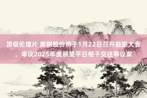 顶级伦理片 南钢股份将于1月22日召开鼓励大会，审议2025年度展望平日相干交往等议案