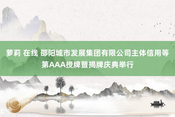 萝莉 在线 邵阳城市发展集团有限公司主体信用等第AAA授牌暨揭牌庆典举行