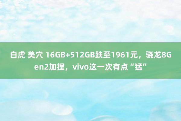 白虎 美穴 16GB+512GB跌至1961元，骁龙8Gen2加捏，vivo这一次有点“猛”