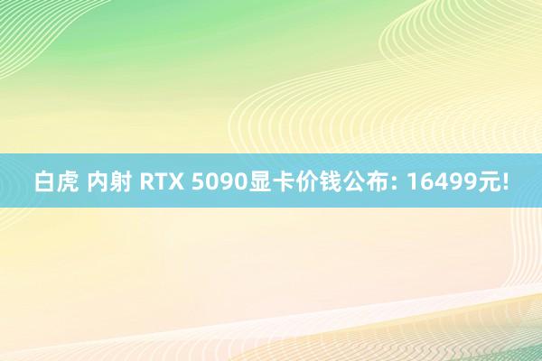 白虎 内射 RTX 5090显卡价钱公布: 16499元!