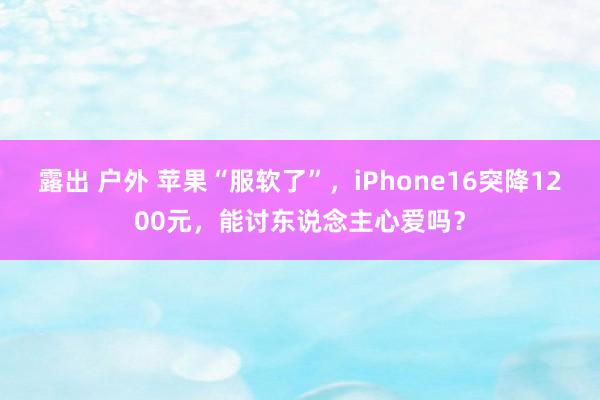 露出 户外 苹果“服软了”，iPhone16突降1200元，能讨东说念主心爱吗？