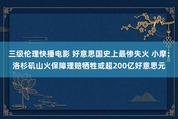 三级伦理快播电影 好意思国史上最惨失火 小摩：洛杉矶山火保障理赔牺牲或超200亿好意思元