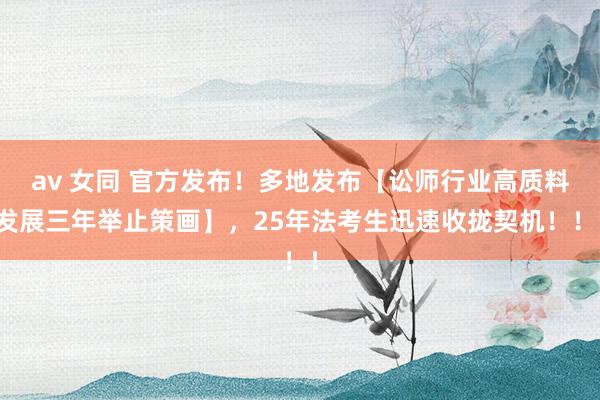 av 女同 官方发布！多地发布【讼师行业高质料发展三年举止策画】，25年法考生迅速收拢契机！！！