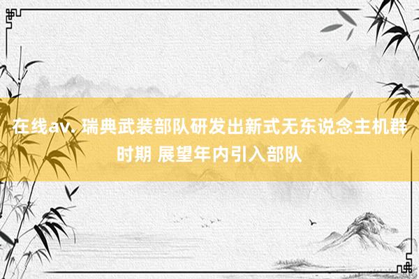 在线av. 瑞典武装部队研发出新式无东说念主机群时期 展望年内引入部队