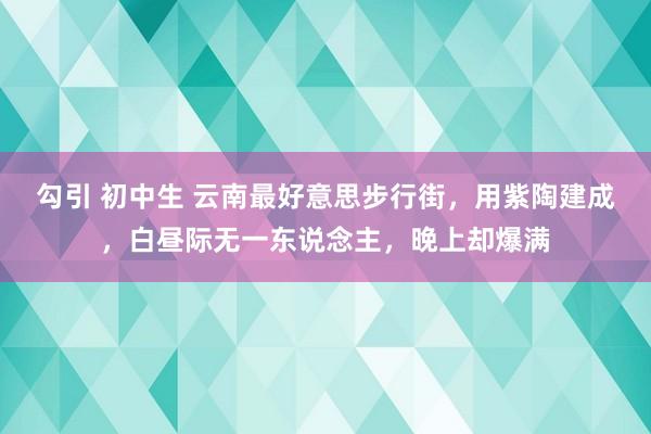 勾引 初中生 云南最好意思步行街，用紫陶建成，白昼际无一东说念主，晚上却爆满