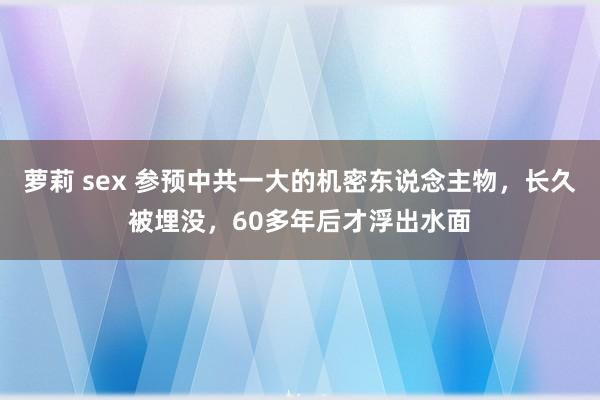 萝莉 sex 参预中共一大的机密东说念主物，长久被埋没，60多年后才浮出水面